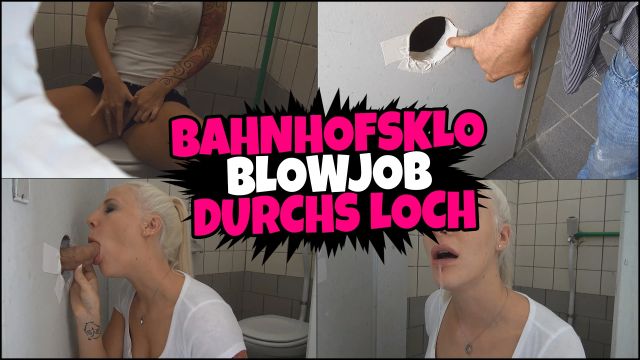 Bahnhofsklo Blowjob durchs Loch