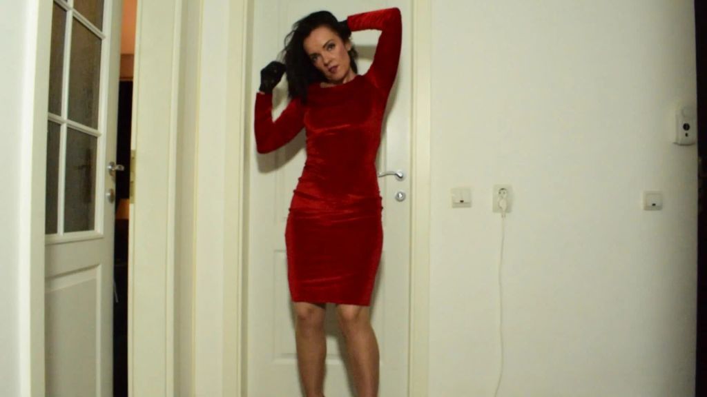 Red high heels , fetish , feet , red dress