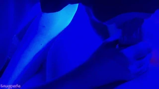 Saugperle66 During BlowJob nicely jerked off under UV light (With sound)