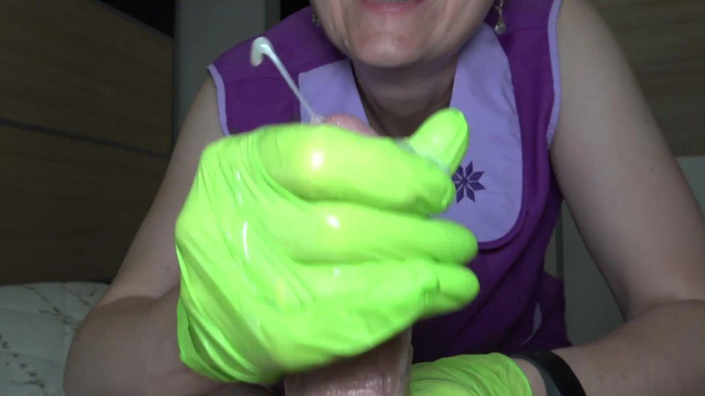 Green Gloves Handjob