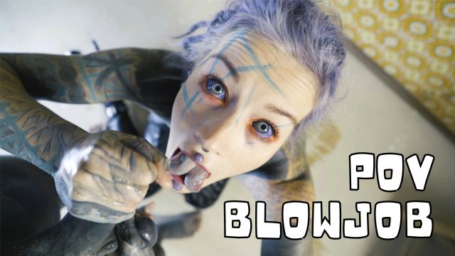 TATTOOED pornstar in HIGH HEELS fingers her ANAL and gives a