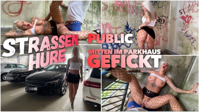 STRASSEN-HURE | Public im Parkhaus gefickt mit mega Facial