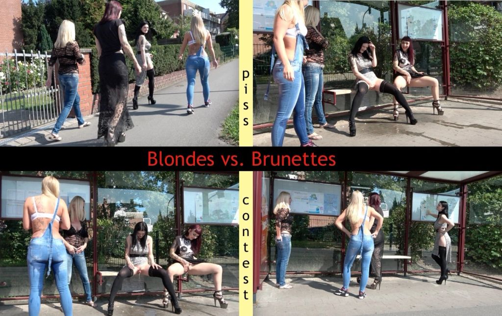 6835809 1024 - Blondes vs. Brunettes - Strahl, Public, pissstrahl, Pissen, nass, mag, lange, lange, goldenshower, fotze, bus, brünett, Blondinen, blondes, 4 frauen