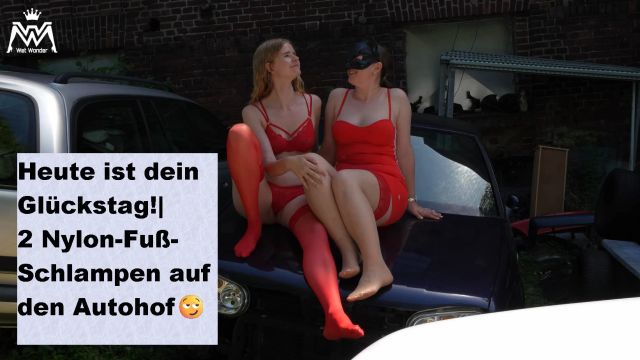 2 Nylon-Fuß-Schlampen auf dem Autohof😏