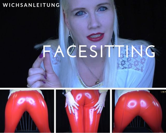 Facesitting Wichsanleitung in roter enger Latexhos